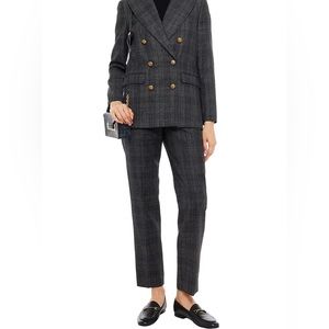 NWT Sandro Athena checked woven straight-leg pants